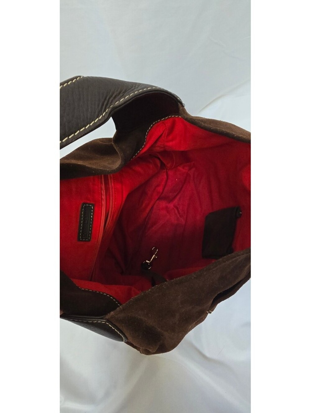 Dooney & Bourke Brown Suede Leather Hobo Shoulder Bag - Picture 10 of 13